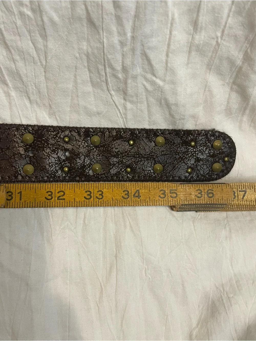 Y2K Boho Western Brown Studded Belt Rhinestone Buckle Coastal Cowgirl